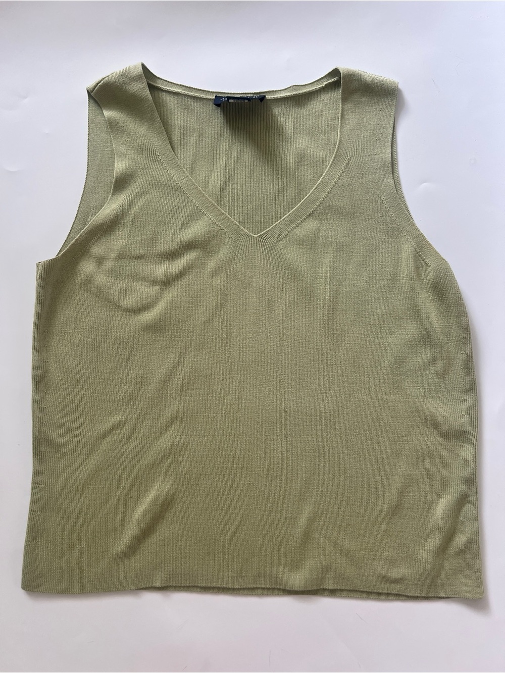 Ann Taylor V-Neck Knit Tank - muted lime